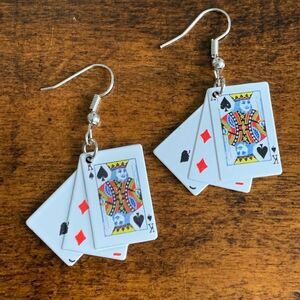 Deck of Cards Earrings, Playing Cards Casino Poker Diamond King Maverick Card